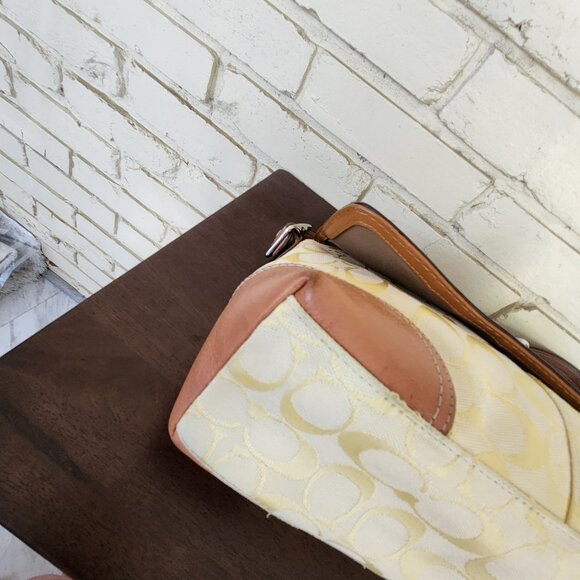 Vintage Rare Coach Signature Yellow Handbag Satchel Purse - Picture 11 of 15